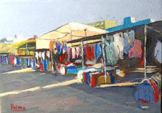 MERCADILLO DE HUELIN Óleo sobre tabla 14,5 x 20,5 cm