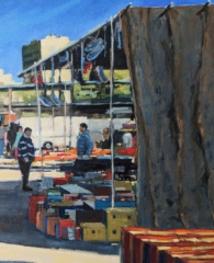 MERCADILLO DE HUELIN. Óleo sobre tabla. Detalle