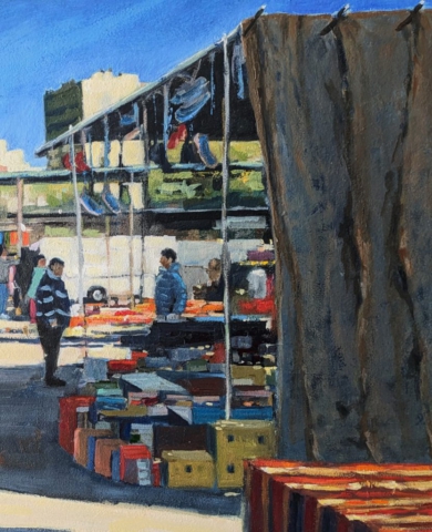 MERCADILLO DE HUELIN. Óleo sobre tabla. Detalle