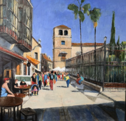 Calle San Agustín y Museo Picasso. Óleo sobre lienzo 60 x 60 cm